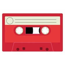 Red Cassette Tape PVC Party Sign Decoration 37cm x 23cm