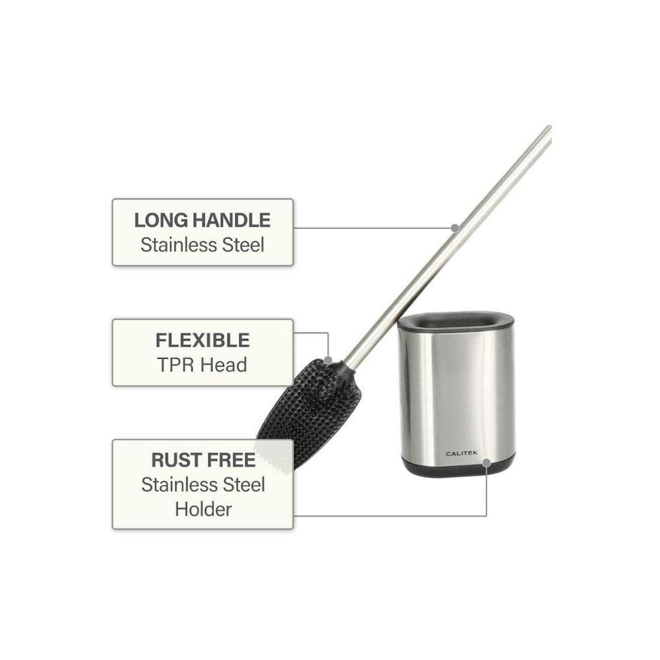 image 1 of CALITEK Toilet Brush Flexible Silicone Bristles and Brush Head