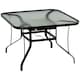 image 1 of Outsunny 106.5cm Square Patio Dining Table with Parasol Hole, Glass Top