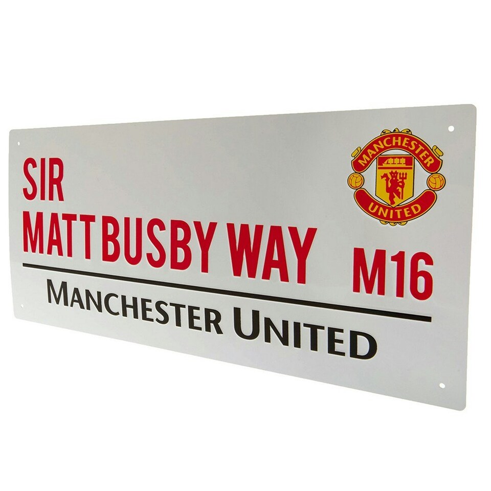 image 1 of Manchester United FC Sir Matt Busby Way Street Sign - White/Red/Black - 18cm x 40cm