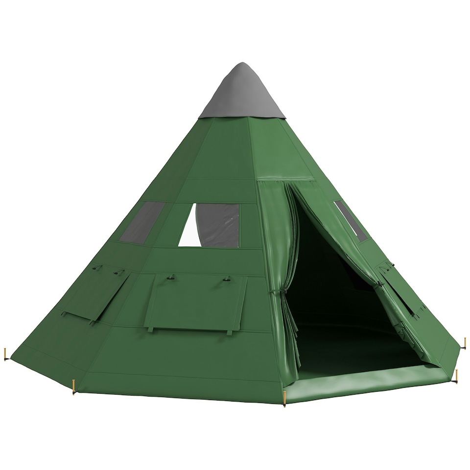 image 1 of Outsunny 6-7 Person Large Family Party Camping Tent with Carrying Bag Orange | Orange