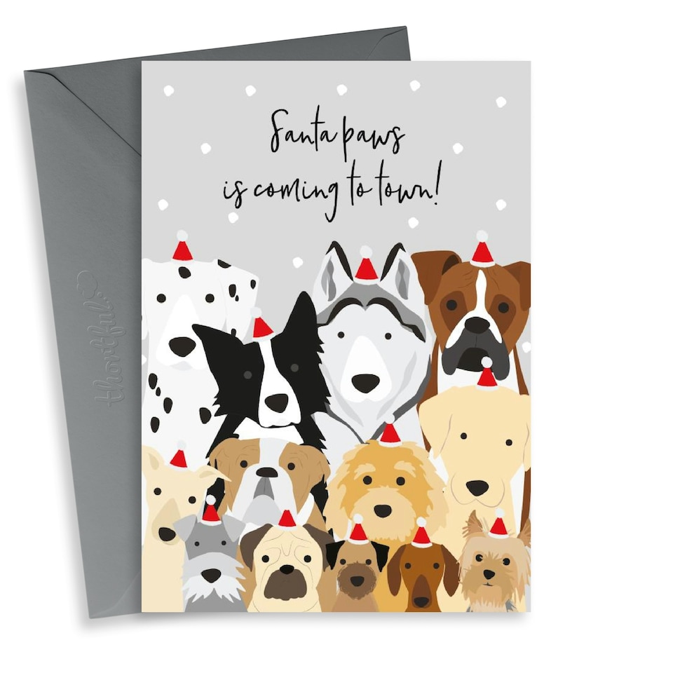 image 1 of Cute Santa Dog Paws Christmas Card
