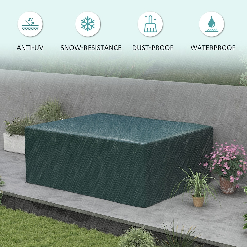 image 1 of Outsunny 235x190x90cm Large Patio Set Outdoor Garden Furniture Cover Green | Green | Dark Green
