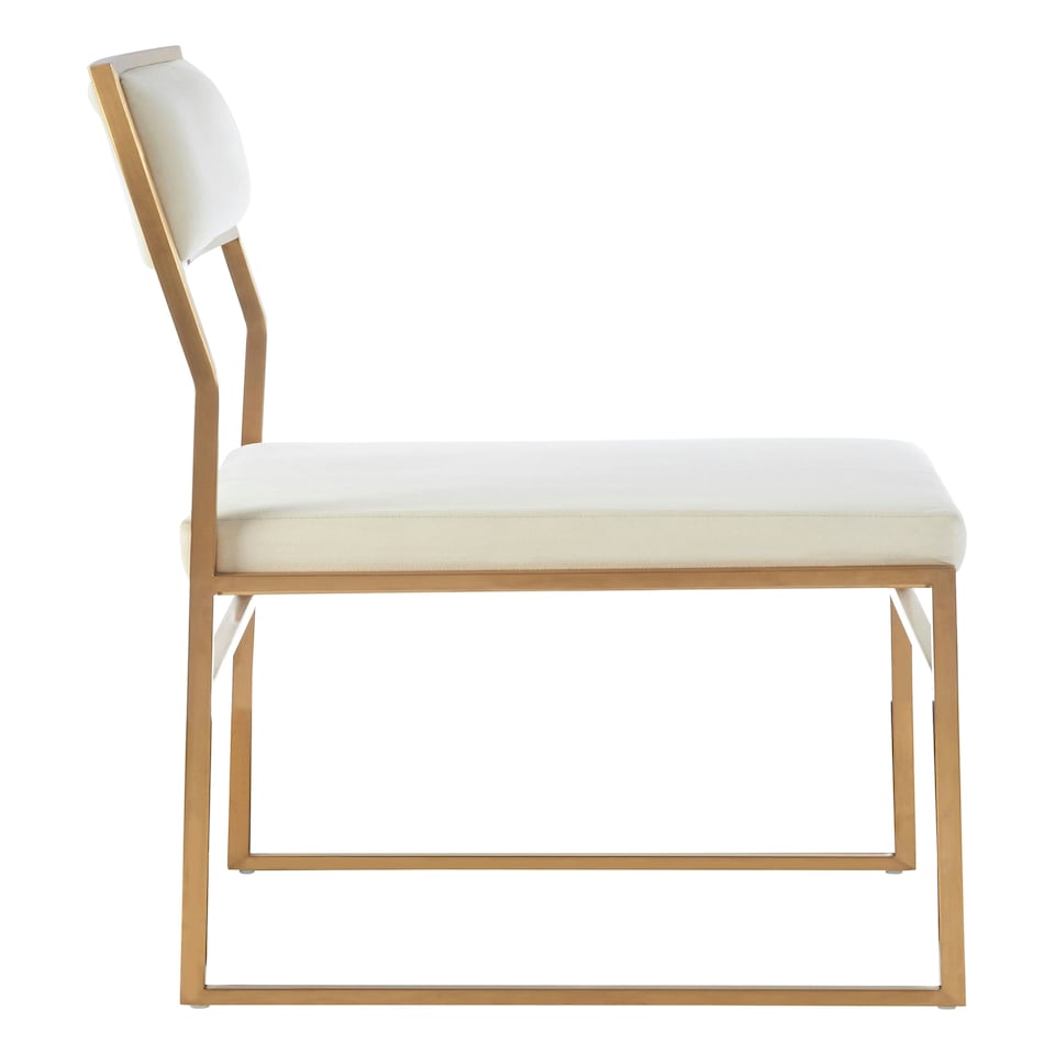 image 1 of Interiors by Premier White Velvet Dining Chair, Space-Saving Dining Chair, Indoor Dining Accent Chair for Living Room