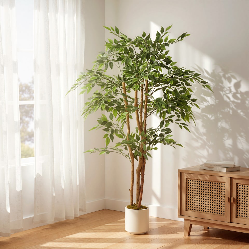 image 1 of HOMCOM 150cm Artificial Ficus Tree, Faux Plant for Home Decor