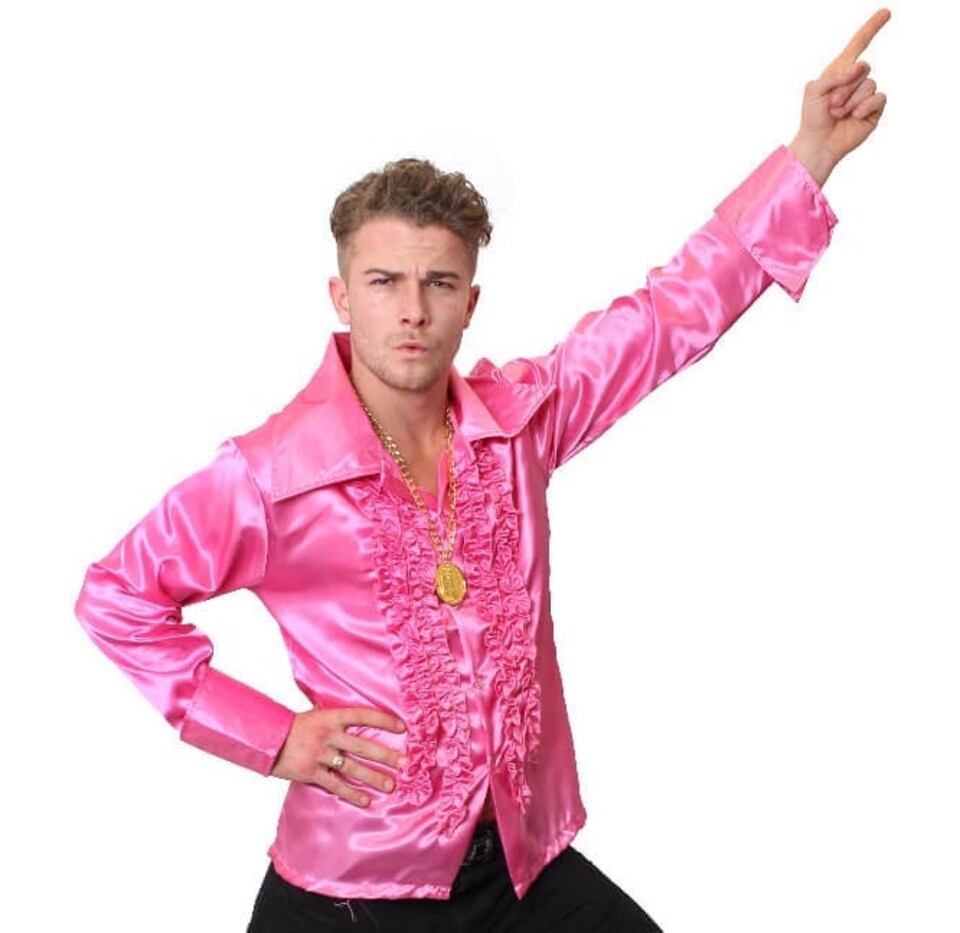 image 1 of Adults Pink Disco Shirt – 70s Fancy Dress Costume | Pink | S