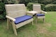 image 1 of Ergonomic Trio Set Wooden Garden Bench & Chair Set - Attach Tray to Arms - L75 x W220 x H105 cm - Fully Assembled