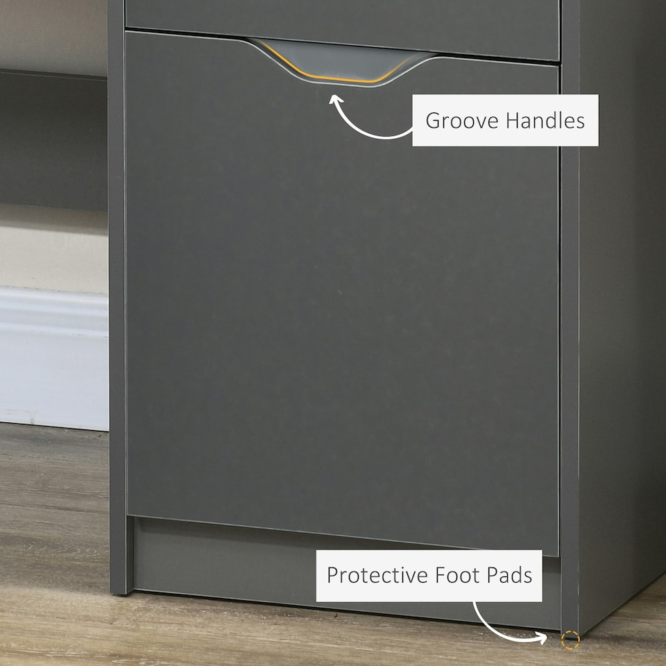 image 1 of HOMCOM Computer Desk w/ Drawers Modern Writing Workstation for Home Office Grey