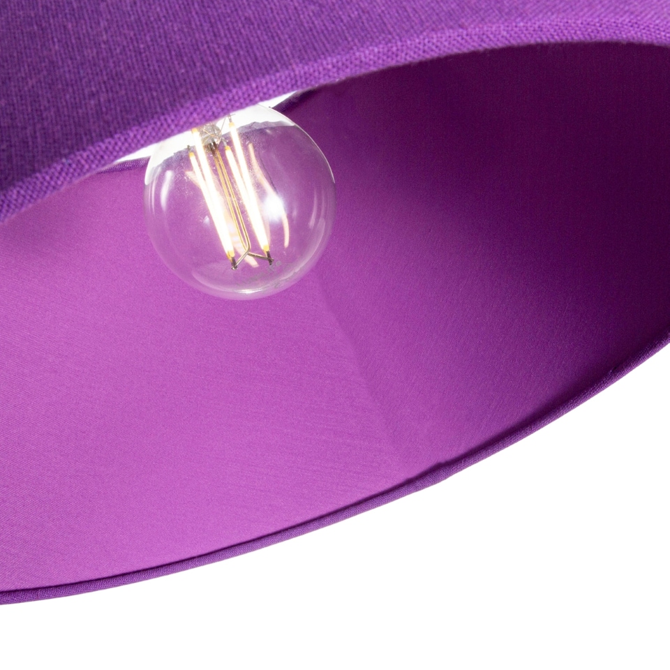 image 1 of Traditional 30cm Purple Linen Fabric Drum Table/Pendant Shade 60w Maximum | Purple | 12"