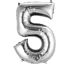 Silver Number 5 Air Fill Foil Balloon 40cm / 16 in | Silver