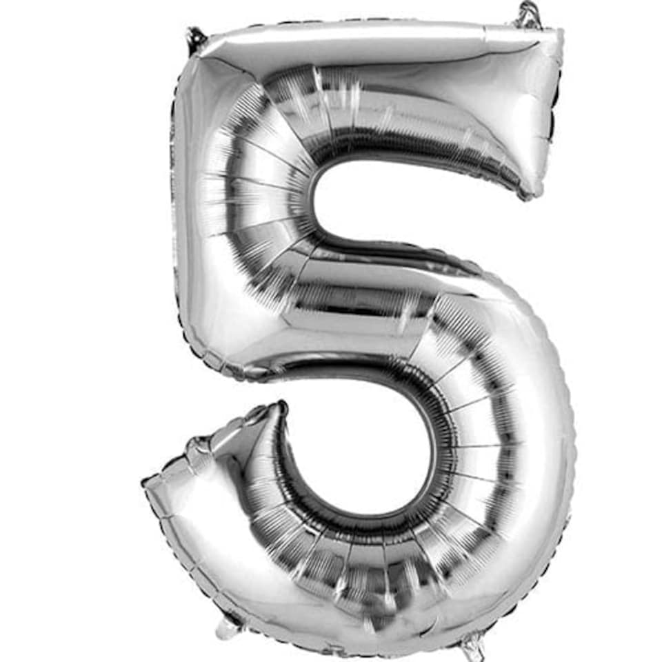 Silver Number 5 Air Fill Foil Balloon 40cm / 16 in | Silver