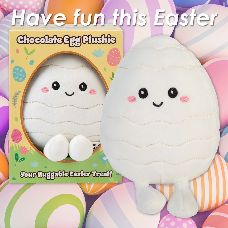image 1 of PMS Easter Egg Soft Toy in Gift Box 19cm x 15cm, White