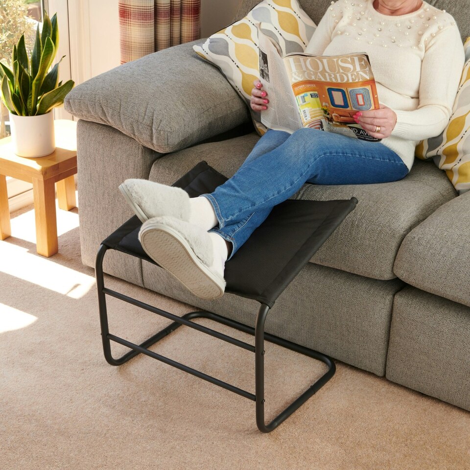 image 1 of Greenhurst Black Footrest with Steel Frame – Angled Leg Support for Comfort, Circulation & Relaxation Black