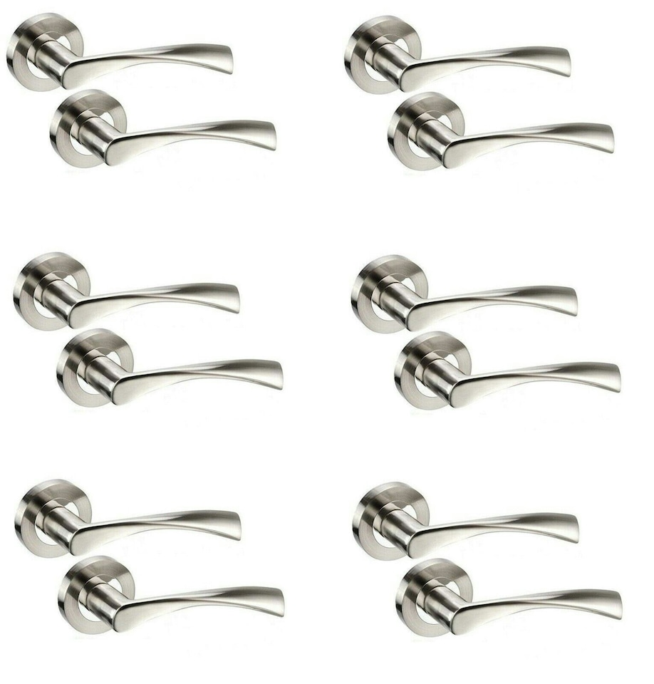 image 1 of Golden Grace 6 Pair Astrid Design Door Handles on Rose in Dual Finish | Grey | 6 Pairs