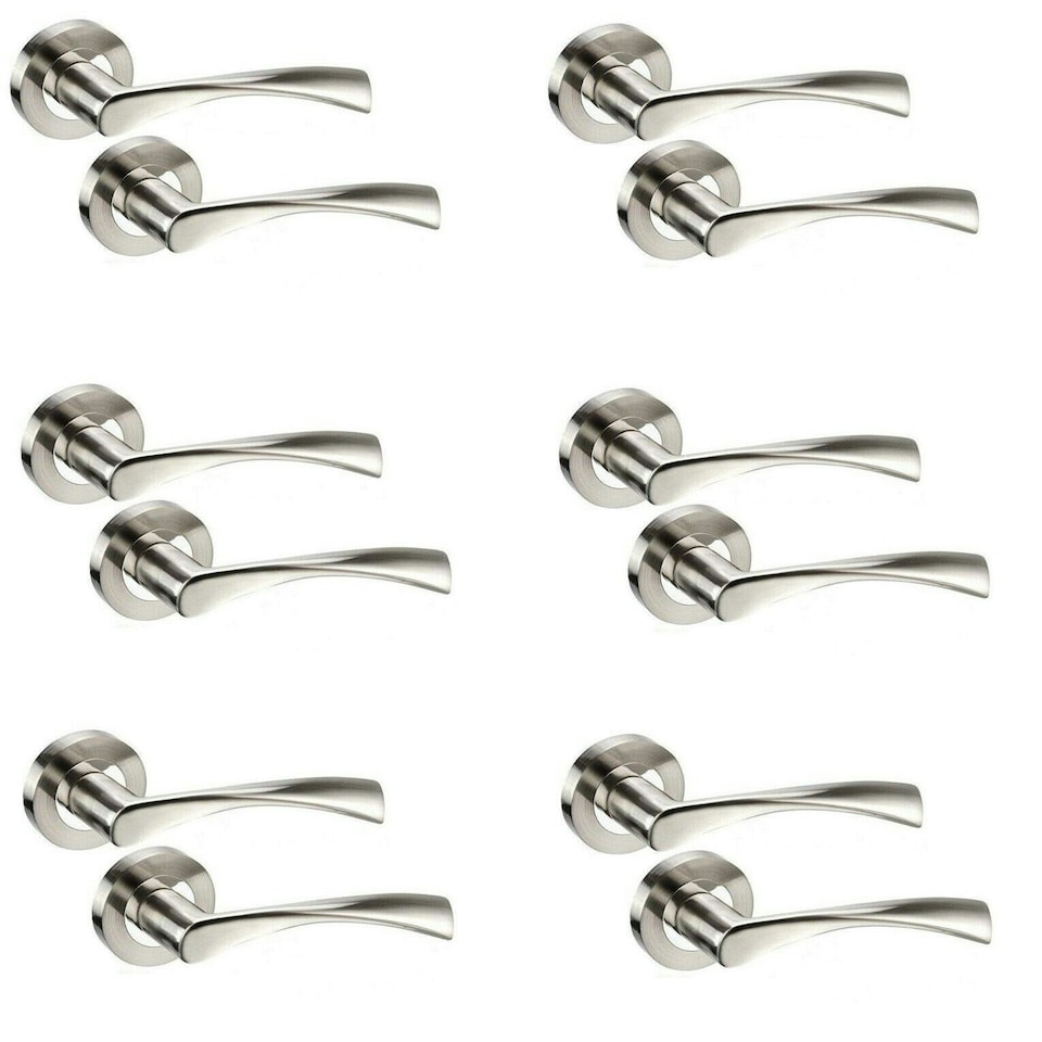 image 1 of Golden Grace 6 Pair Astrid Design Door Handles on Rose in Dual Finish Grey