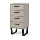 image 3 of Texas 4 Drawer Narrow Chest of Drawers - Industrial Style Pine Bedroom Storage Cabinet with Metal Legs | Grey | Grey | 1
