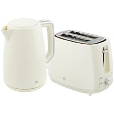 HOMCOM Kettle and Toaster Set, 1.7L 3000W Fast Boil Kettle & 2 Slice Toaster Kitchen Set with 7 Level Browning Controls, Defrost, Reheat, Boil-dry Protection, Cream White