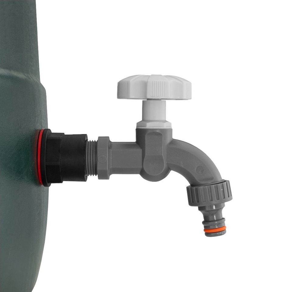 image 1 of 3/4" BSP Water Butt Connector Set with 1/2" Quick-Connect PP Tap and 27mm HSS Drill Bit,