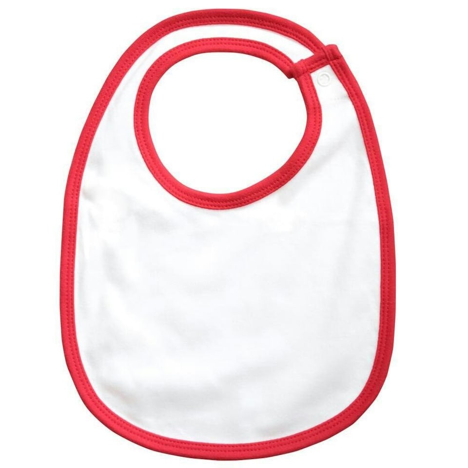 image 1 of Babybugz Baby Single Layer Bib - White/Red - One Size
