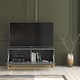 image 7 of TV Unit Stand Cabinet Sideboard Media Cabinet Storage Unit Grey Fluted Gold Base 100cm