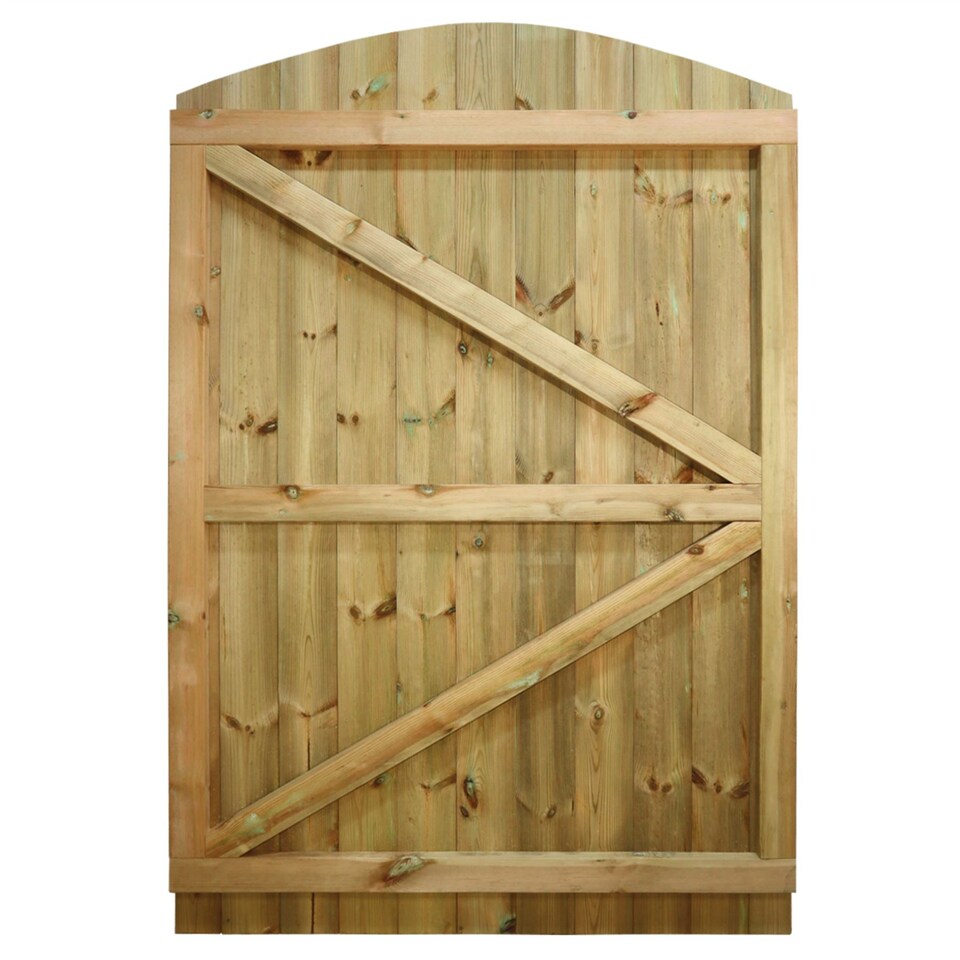 image 1 of Arch Top Wooden Garden Gate 6ft x 4ft Tongue & Groove Fully Framed Treated Door