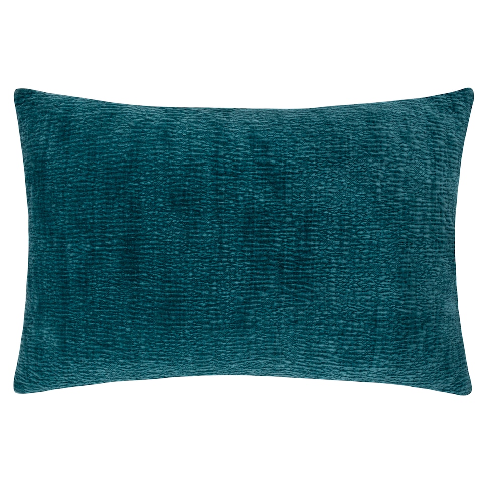 image 1 of Yard Osaka Chenille Cushion, Petrol, 40 x 60cm