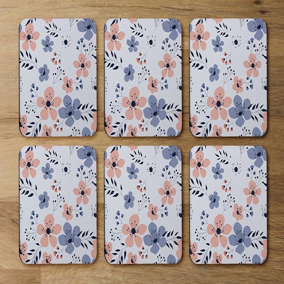 image 1 of Pink & Blue Flowers (Coaster)