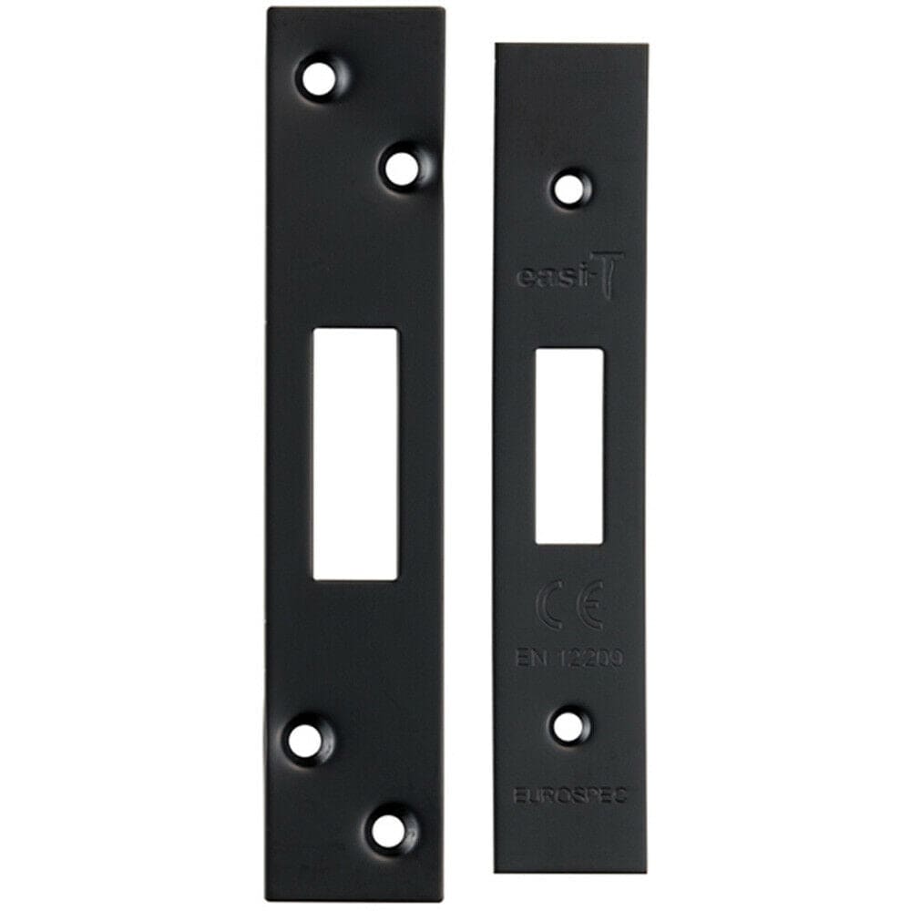 Loops Square Forend Strike & Fixing Pack Suitable for Deadlocks Matt Black