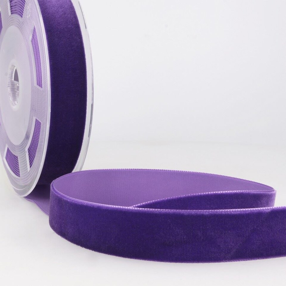 Stephanoise Violet 7mm Velvet Ribbon for Dressmaking - per metre