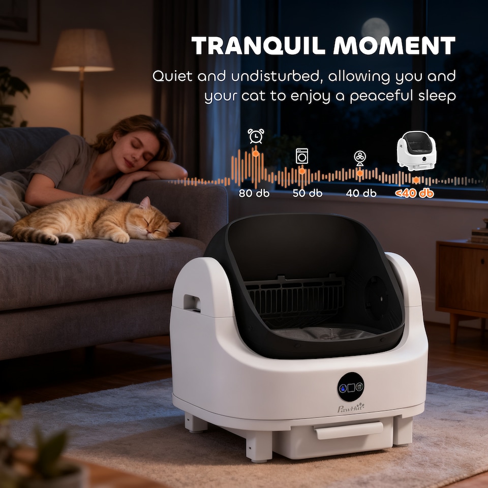 image 1 of PawHut Self Cleaning Cat Litter Tray with Integrated Security Protection