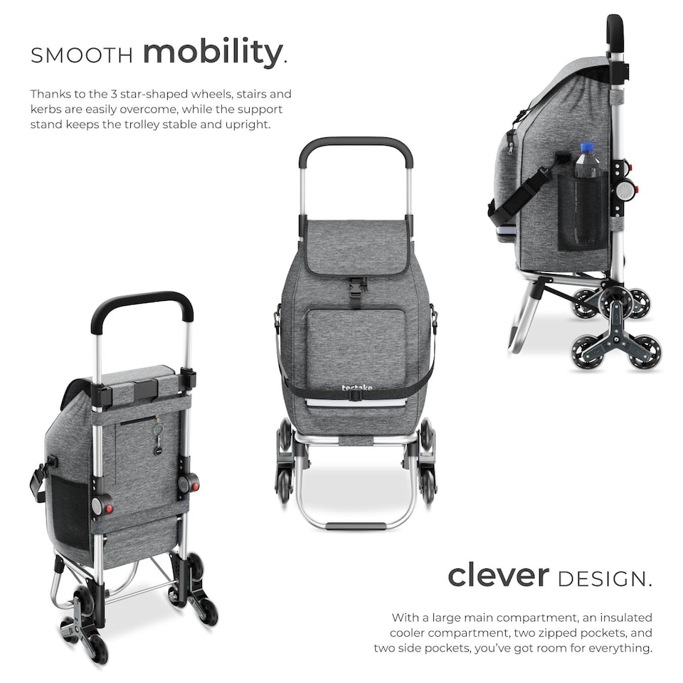 image 1 of Shopping Trolley 3-in-1 Foldable Cart with Cooler Bag
