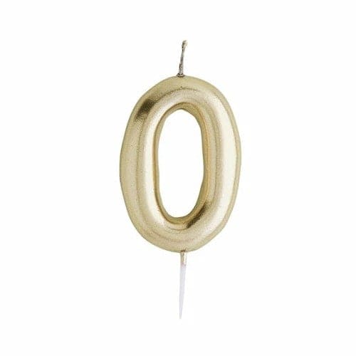 Metallic Gold Number 0 Shaped Candle