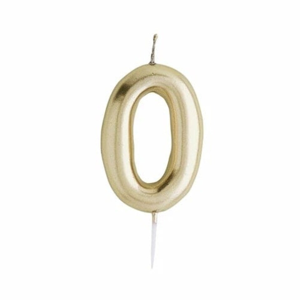 Metallic Gold Number 0 Shaped Candle