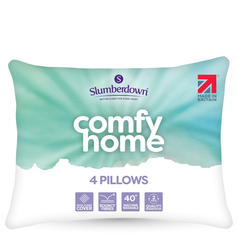 image 1 of Slumberdown Comfy Home, Medium Support Pillow White | 4 Pack