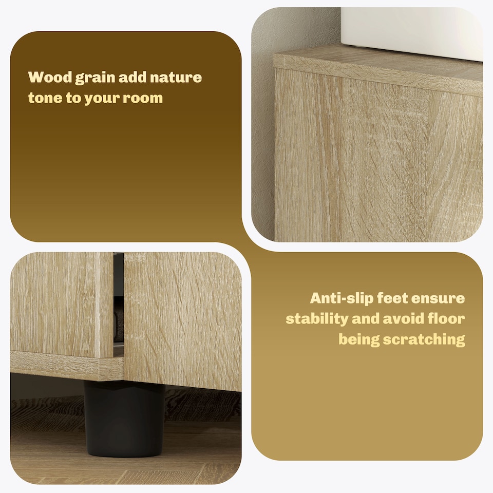image 1 of Vinsetto 2-Tier Locking Filing Cabinet Office Storage Cabinet, Oak