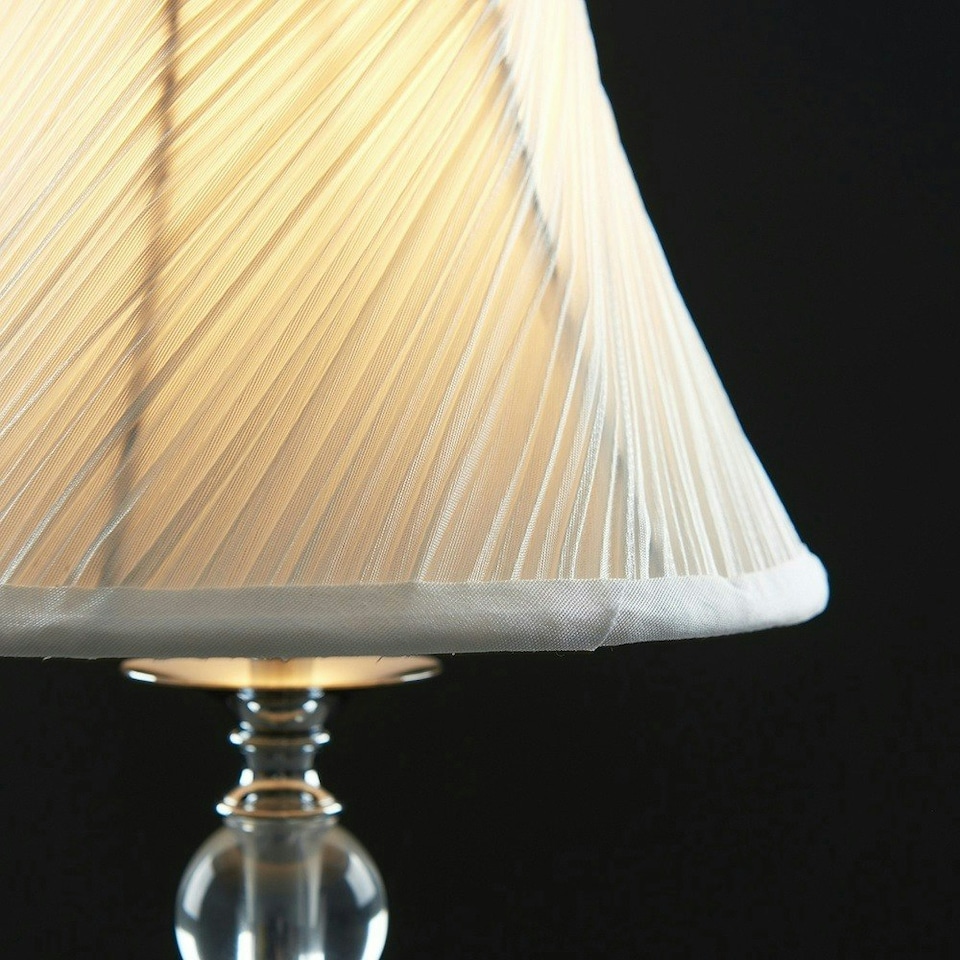 image 1 of ValueLights Pair Of Modern Polished Chrome Touch Table Lamps With White Pleated Shades Chrome