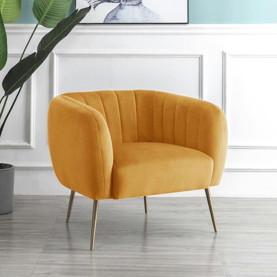 image 1 of Matilda Velvet Fabric Accent Chair - Orange