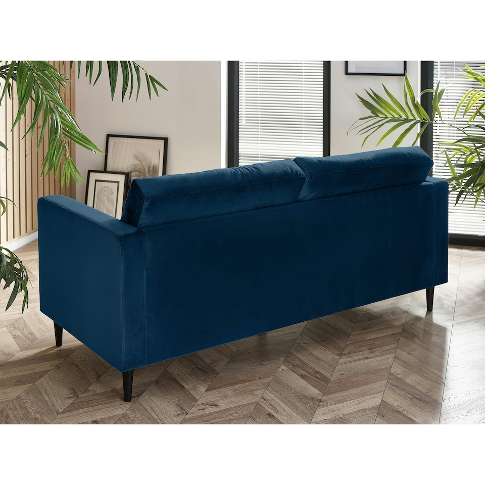 image 1 of Furniturebox Jolene 3 Seater Navy Blue Velvet Sofa