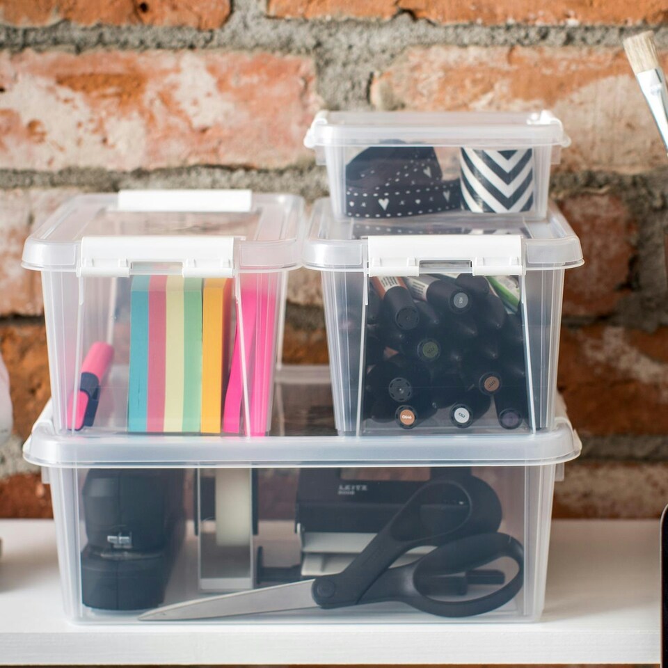 image 1 of SmartStore Home Storage Boxes, Clear 3 Sets of 3.6L