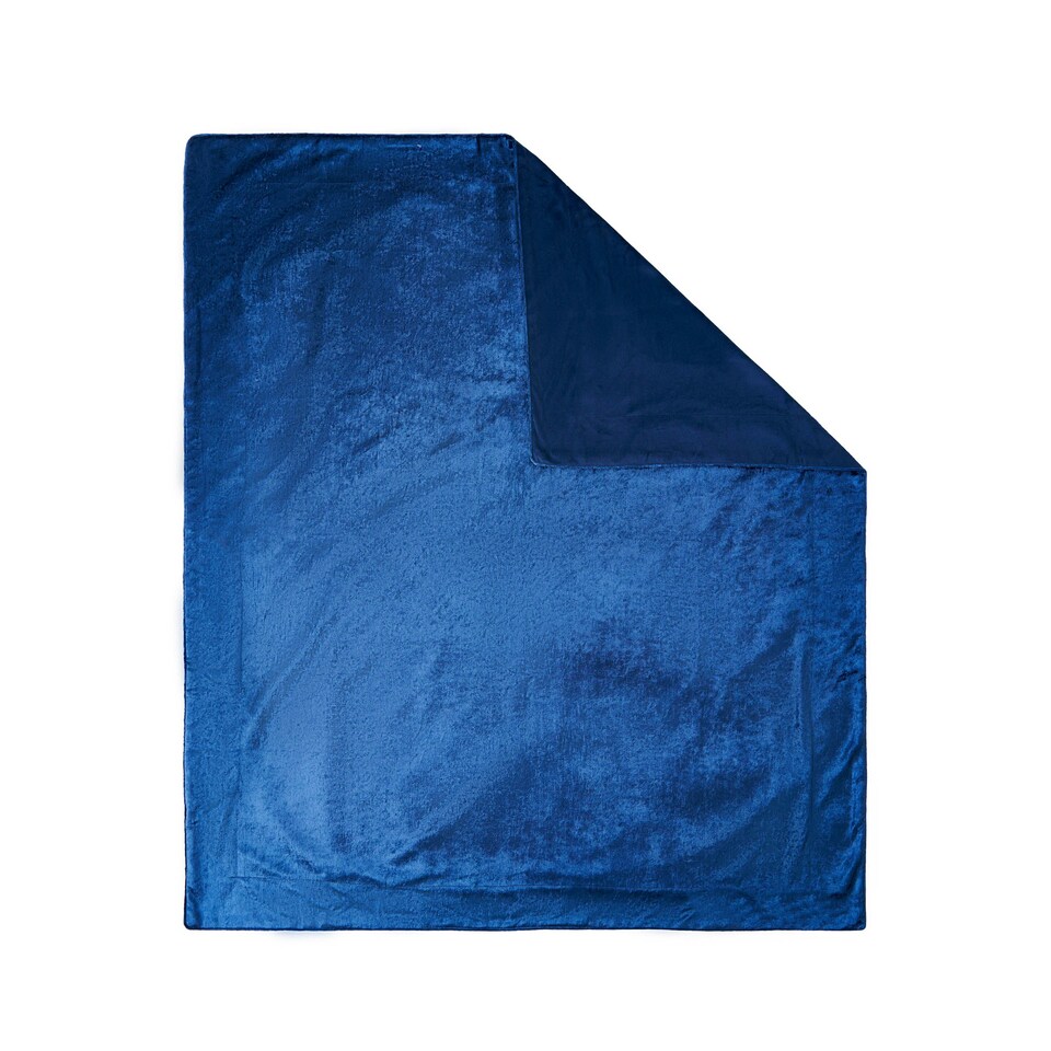 image 1 of BHS Crushed Velvet Throw, Navy Blue | Navy