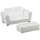image 1 of HOMCOM Kids Twin Sofa 2 Seater Toddler Chair Double Seat Armchair w/ Footstool | White | Chair