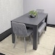 image 4 of Dining Table with 4 Chairs and 2 Benches Dark Grey Wood Table Grey Velvet Chairs