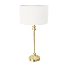 ValueLights Maggie Gold Candlestick Table Lamp White Shade & Bulb | Gold