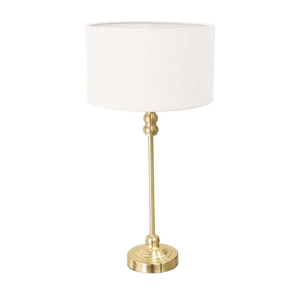 image 1 of ValueLights Maggie Gold Candlestick Table Lamp White Shade & Bulb | Gold