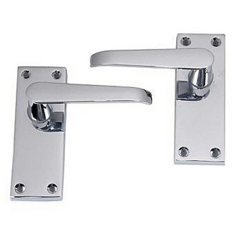 image 1 of Golden Grace 3 Pair Victorian Straight Lever Latch Handles in Polished Chrome Finish - 120mm x 40mm | Chrome | 3 Pairs