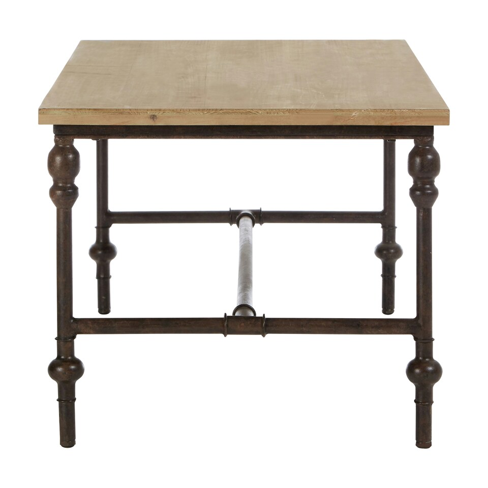 image 1 of Interiors by Premier Wood Top Coffee Table, Industrial Style Coffee table, Rectangular Coffee Table, Wood Top Metal Coffee Table Cream