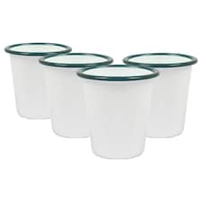 Argon Tableware White Enamel Tumblers - 300ml - Green - Pack of 3 Green
