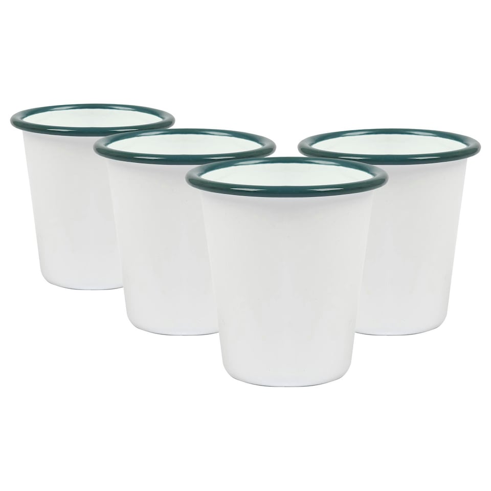 image 1 of Argon Tableware White Enamel Tumblers - 300ml - Green - Pack of 3 Green