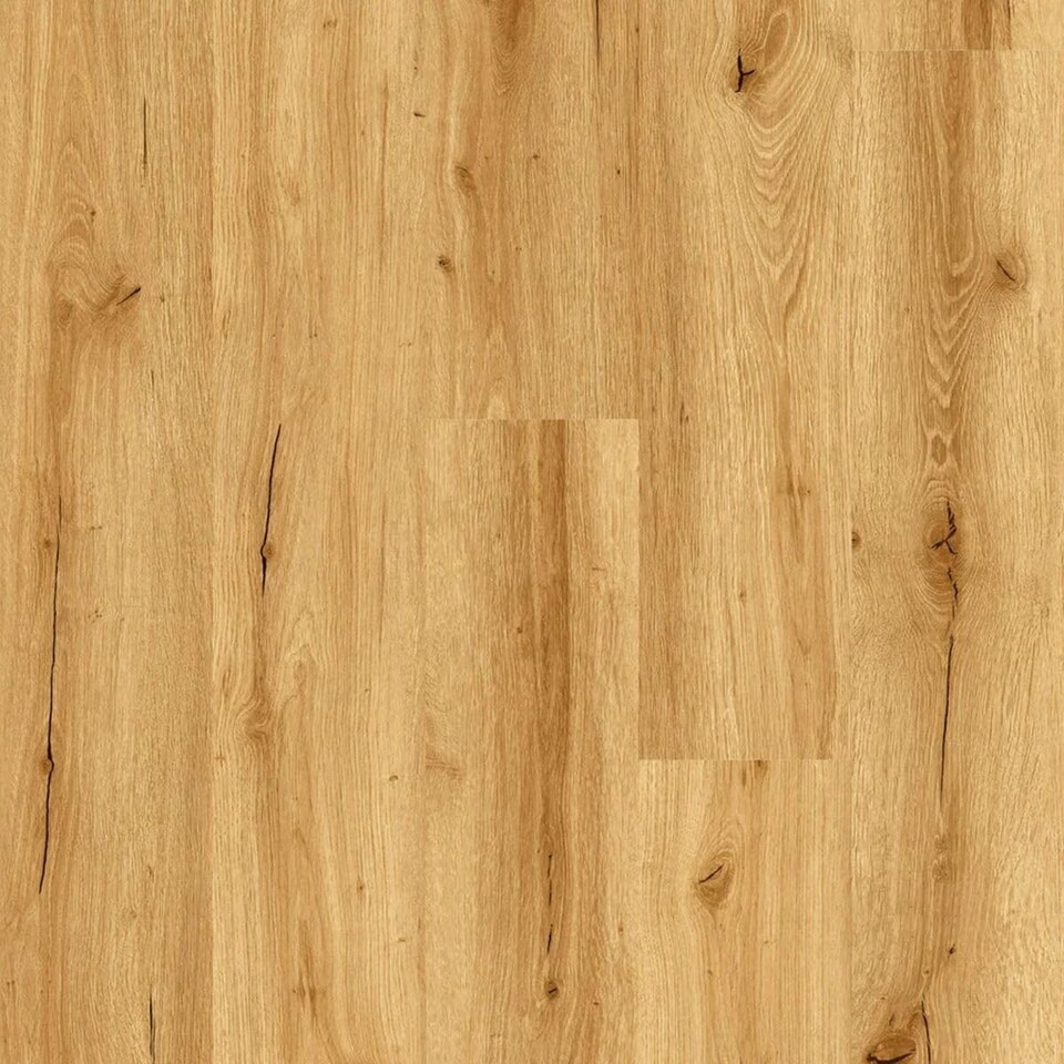 Essential Golden Oak Wood Effect SPC Click LVT Flooring - Plank (4.4mm) For Bedroom, Living Room & Kitchen | Brown | Golden Oak | Planks per Pack: 12 | Coverage per Pack: 2.65m² | 1