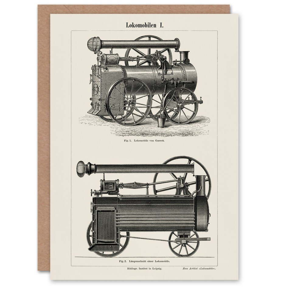 image 1 of Vintage Art Card Lokomobilen Locomotive Steam Train Engine